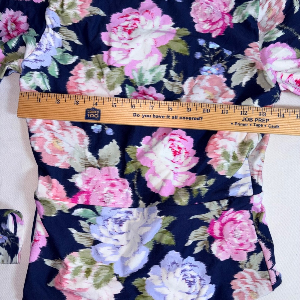 Maaji Long Sleeve One Piece Swimsuit XL Navy Floral NEW Open Back Surf Suit - Picture 10 of 13